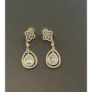Rose gold crystal teardrop bridal earrings